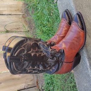 Vintage Tony Lama 6951 Lizard Wingtip Cowboy Boots Men's Size 10 D